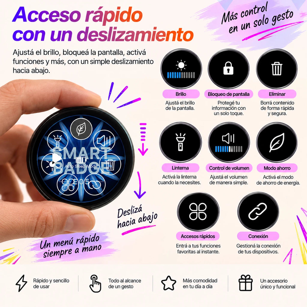 Menú de acceso rápido con un deslizamiento