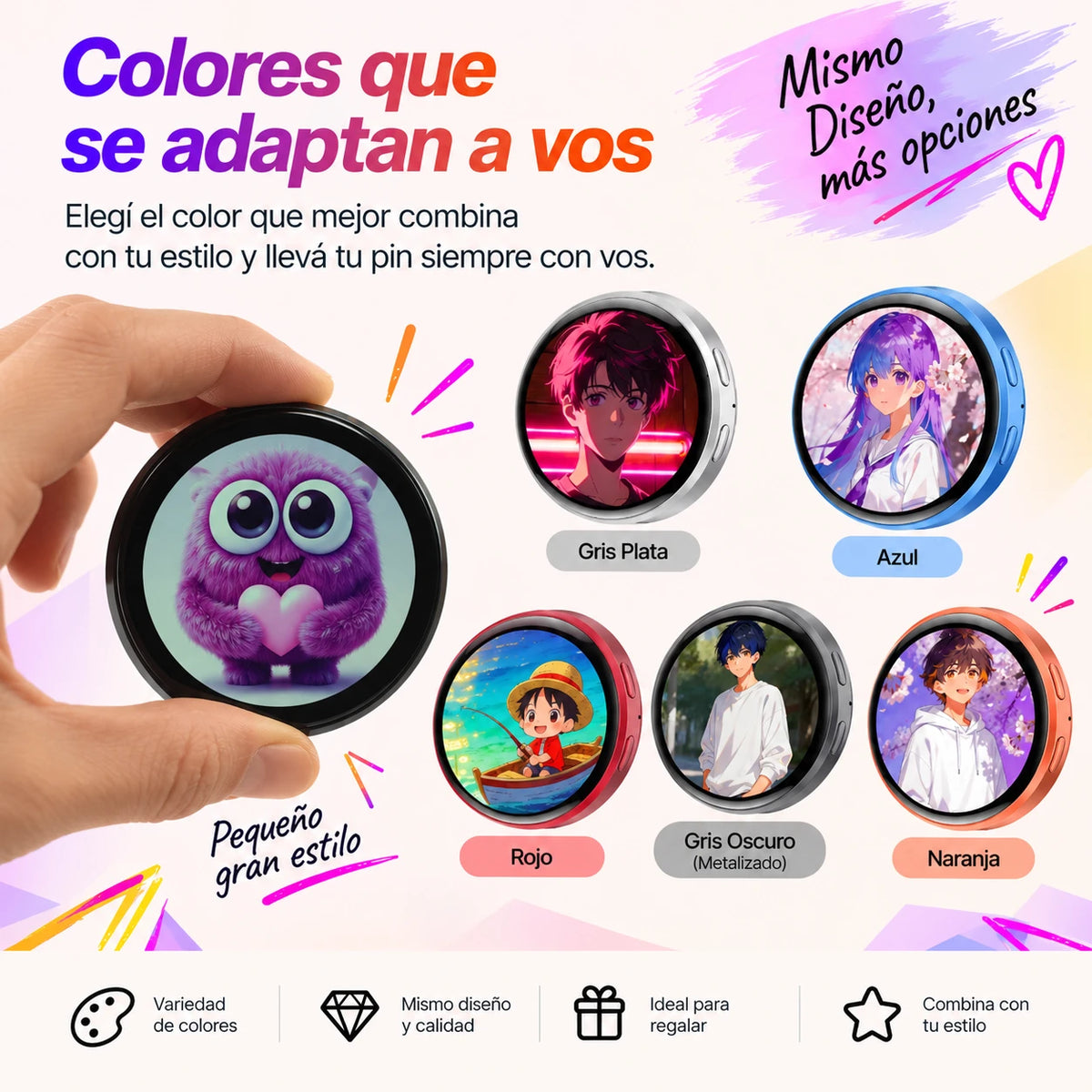 Colores disponibles del pin digital
