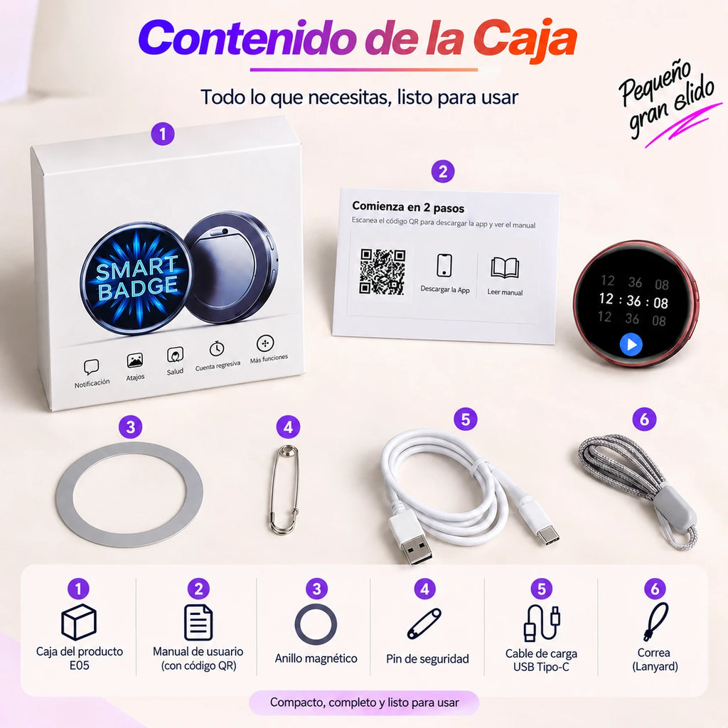 Contenido de la caja del pin digital